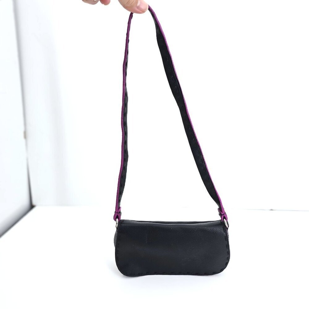 Vintage Y2K 90s Nine West Black Pebbled Leather Mini Shoulder Bag